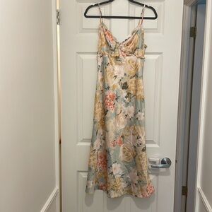Silk floral midi dress